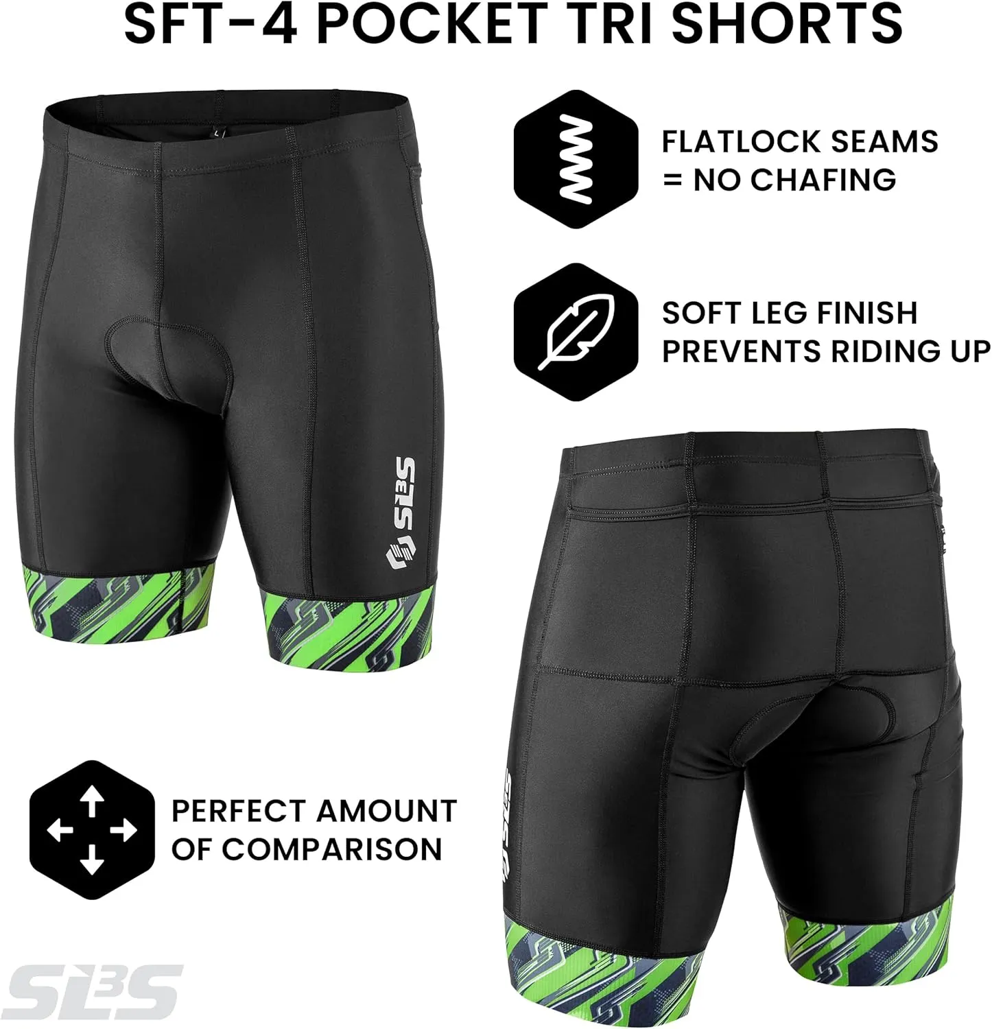 Triathlon Shorts Mens - Padded Tri Shorts Mens – Swim, Bike, Run – Duathlon or Triathlon with Pocket