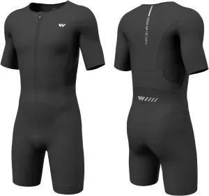 Triathlon Suits Mens,High Elasticity Breathable Quick-qrying Trisuit Race‌ Skinsuits Cycling Swimskin Bike Swim Run Black Small