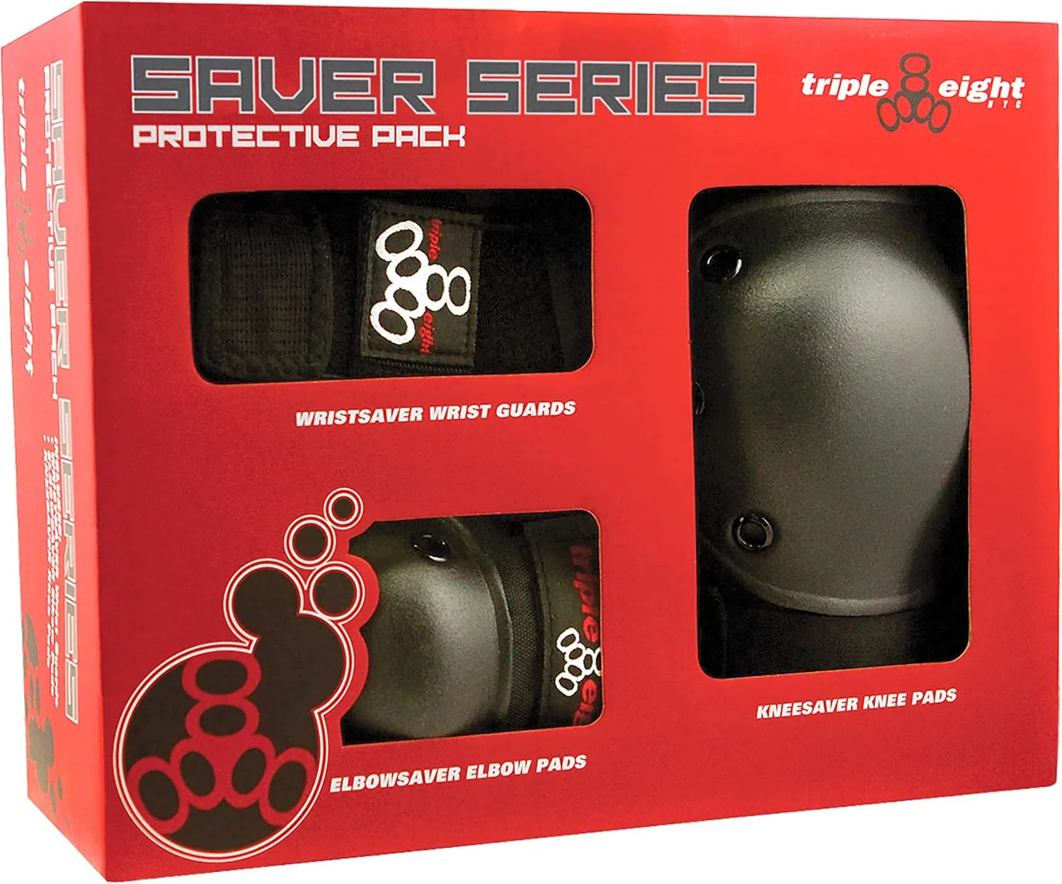 Triple Eight Saver Series 3-Pack Pad Set– Ideal for Skateboarding, in-line Skating, Roller Skating, and Biking