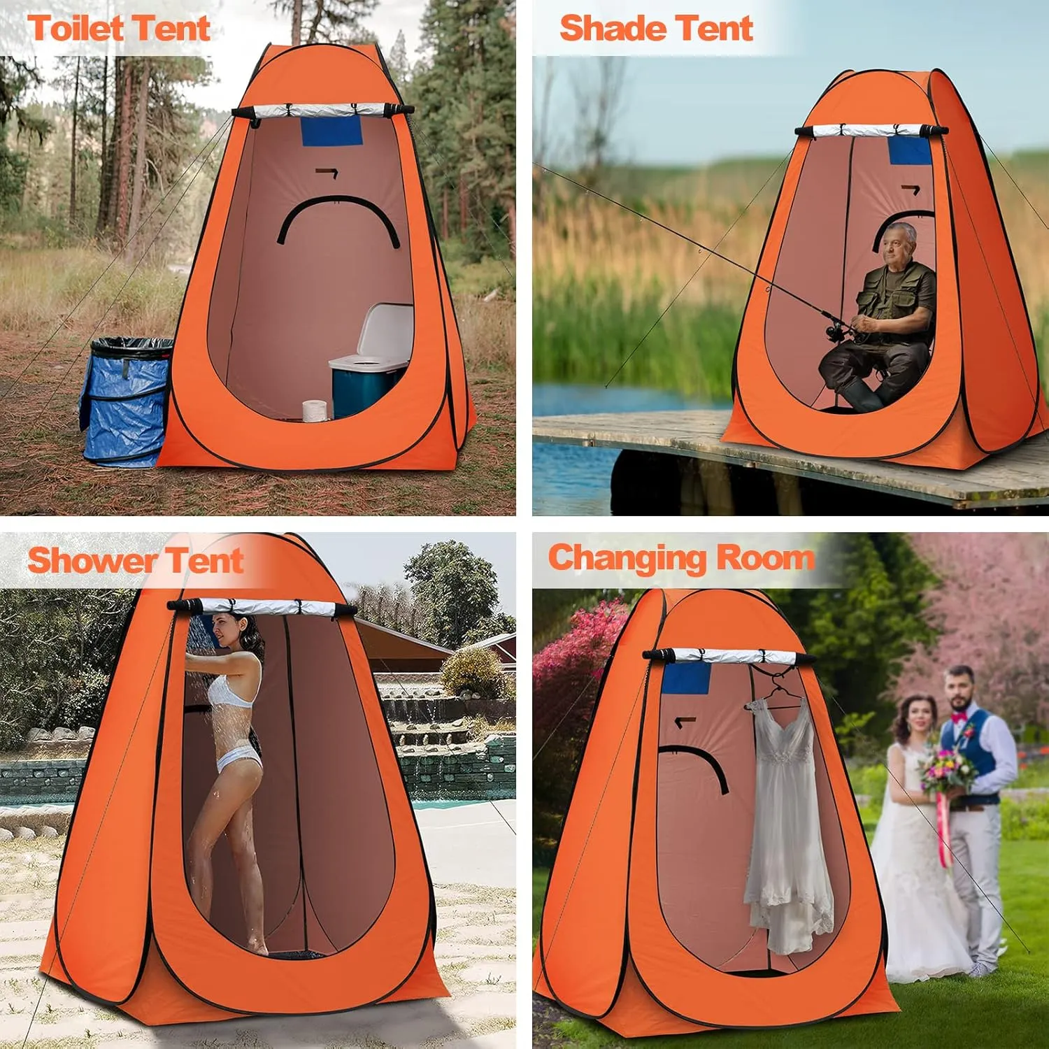 TUKAILAI Portable Pop Up Privacy Tent, Outdoor Camping Bathroom Toilet Shower Tent Spacious Dressing Changing Room for Hiking Beach Picnic Fishing, Instant Rain Shelter with Carrying Bag
