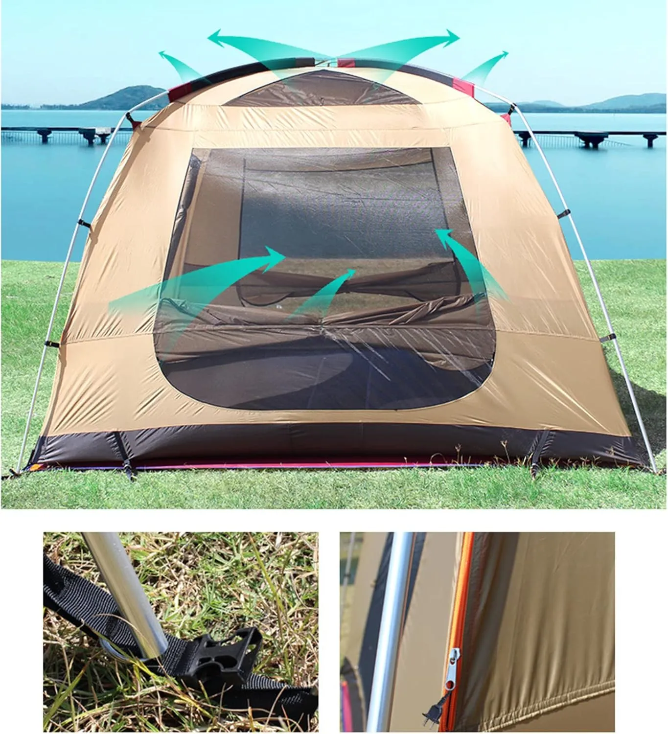 Tunnel Tent 5-8 Person - PU3000mm Waterproof Family Tent with Divided Curtain for Separated Room, Windproof Outdoor Camping Tent with Carry Bag