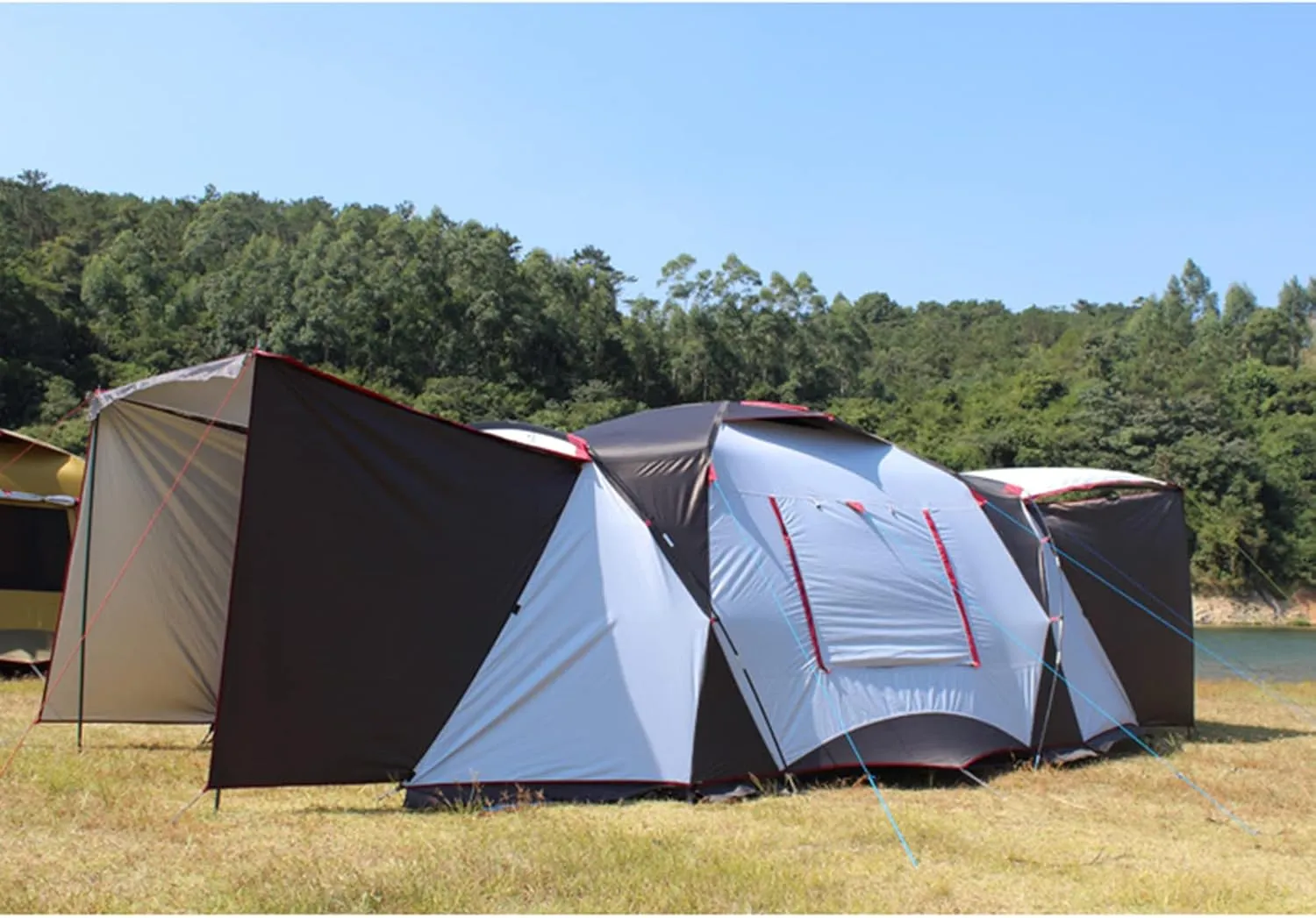 Tunnel Tent 5-8 Person - PU3000mm Waterproof Family Tent with Divided Curtain for Separated Room, Windproof Outdoor Camping Tent with Carry Bag