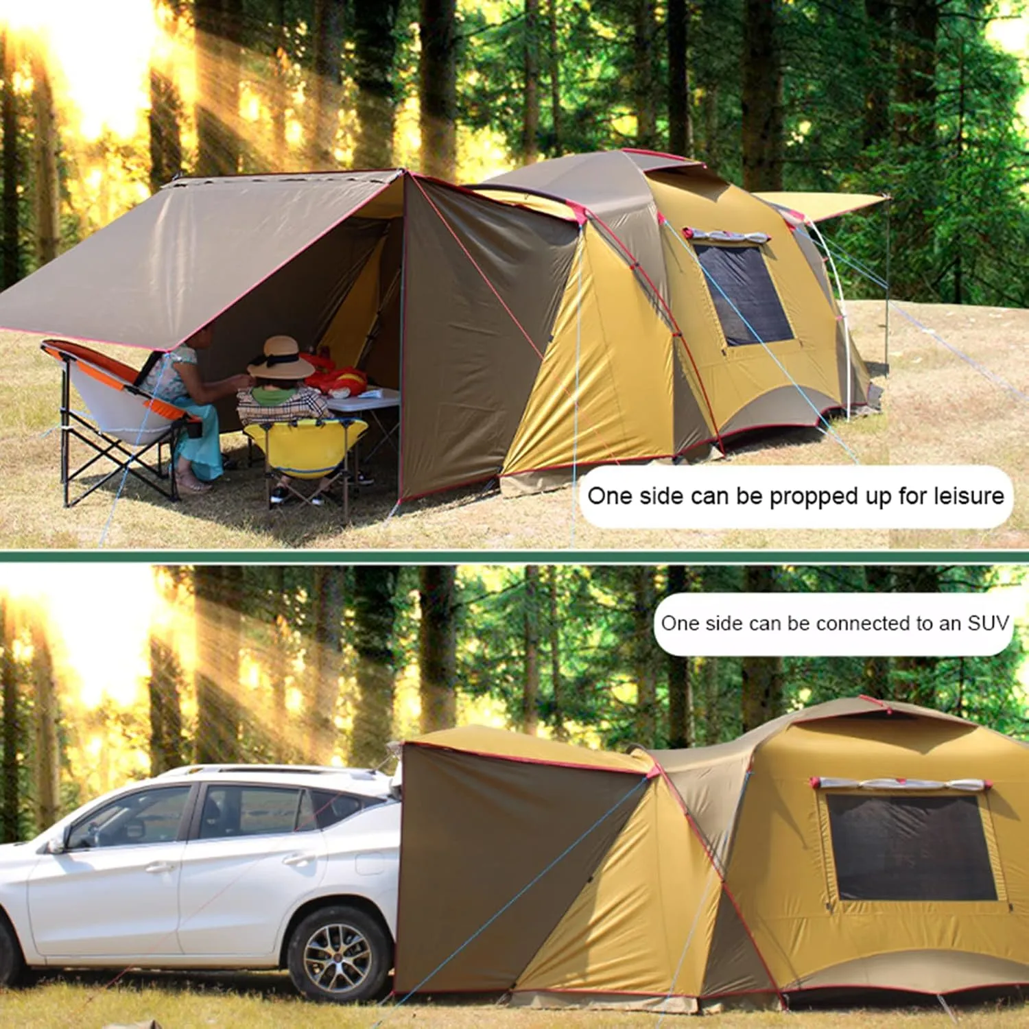 Tunnel Tent 5-8 Person - PU3000mm Waterproof Family Tent with Divided Curtain for Separated Room, Windproof Outdoor Camping Tent with Carry Bag