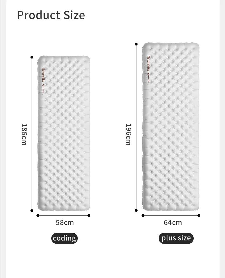 Tuye Sleeping Naturehike Size Plus Ultra Square Light 8.8 Pad Problem-free return Inflatable Silver Exclusive discounts Carbon