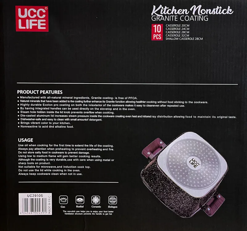 UCC LIFE Brown Marble Edition Cookware Set
