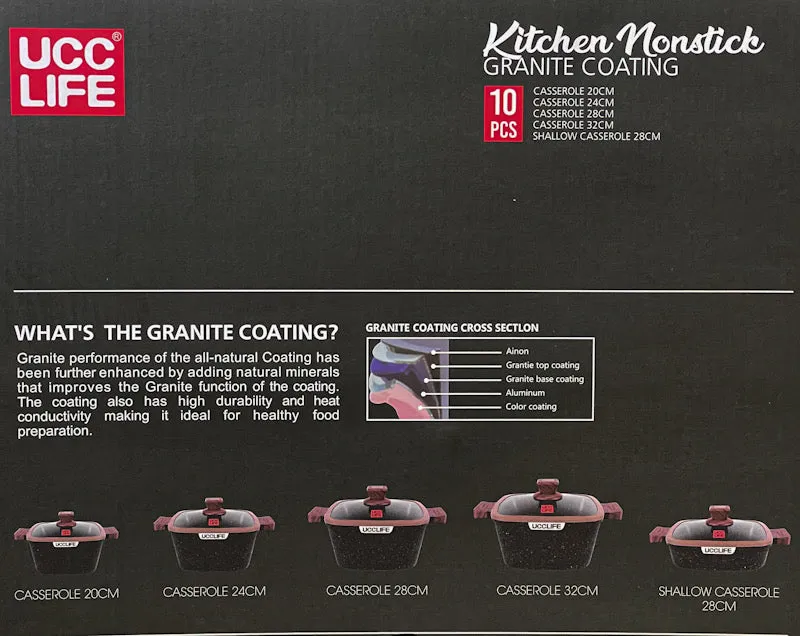 UCC LIFE Brown Marble Edition Cookware Set
