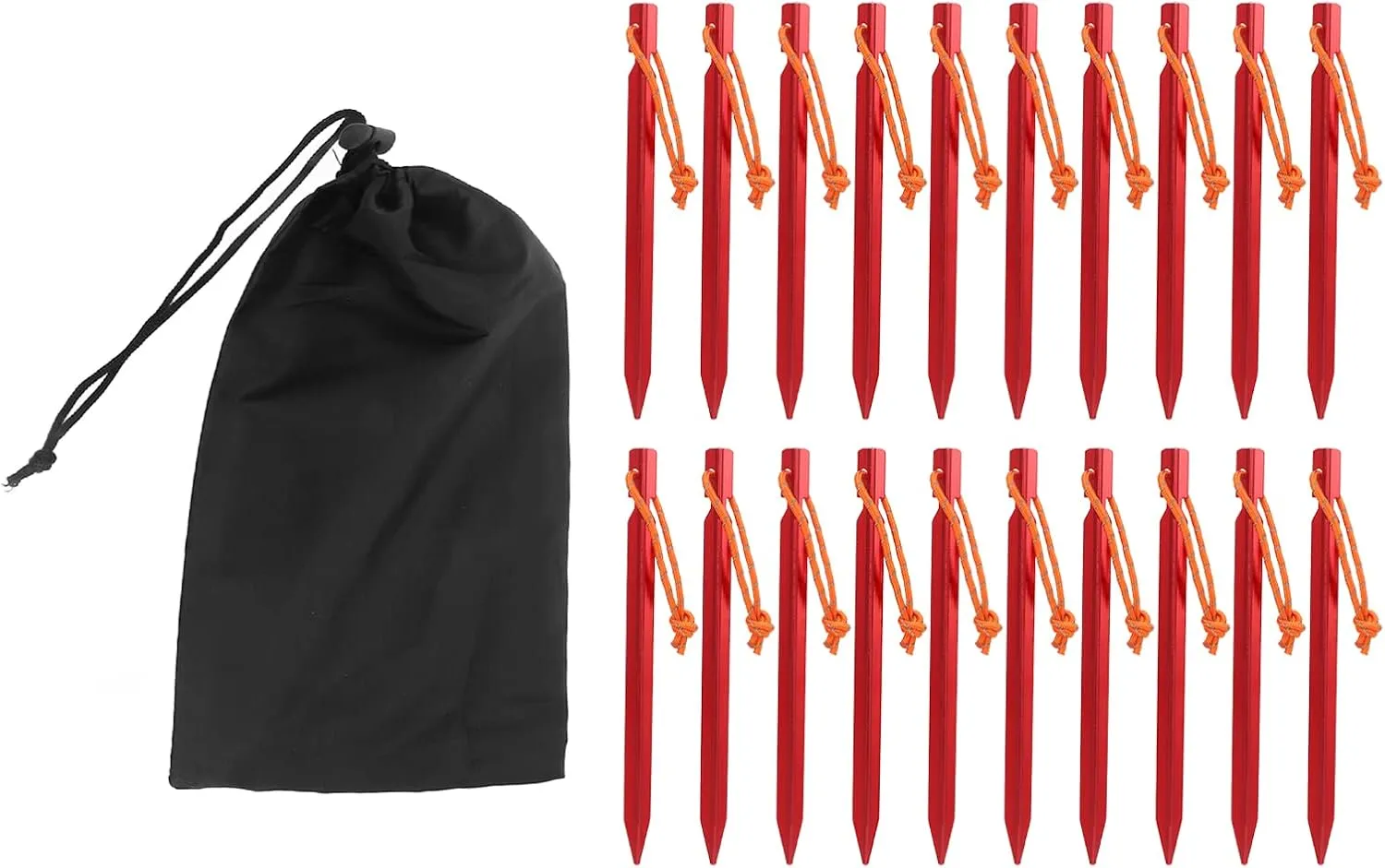 Ultra Light and Tent Pegs with Ropes,Tent Stakes,Stake Pegs,Heavy Duty Tent Stakes - Essential for Wind Resistant Camping (Red)