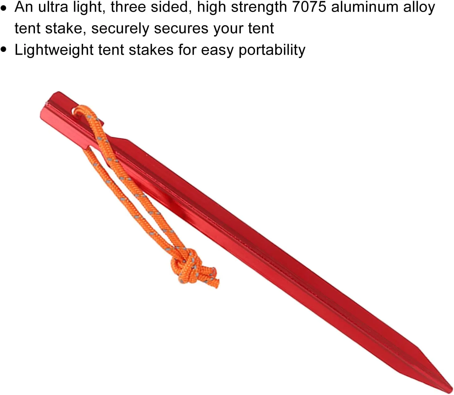 Ultra Light and Tent Pegs with Ropes,Tent Stakes,Stake Pegs,Heavy Duty Tent Stakes - Essential for Wind Resistant Camping (Red)