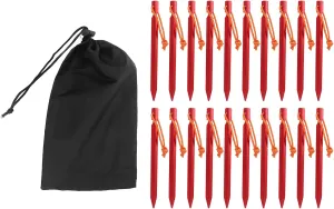 Ultra Light and Tent Pegs with Ropes,Tent Stakes,Stake Pegs,Heavy Duty Tent Stakes - Essential for Wind Resistant Camping (Red)