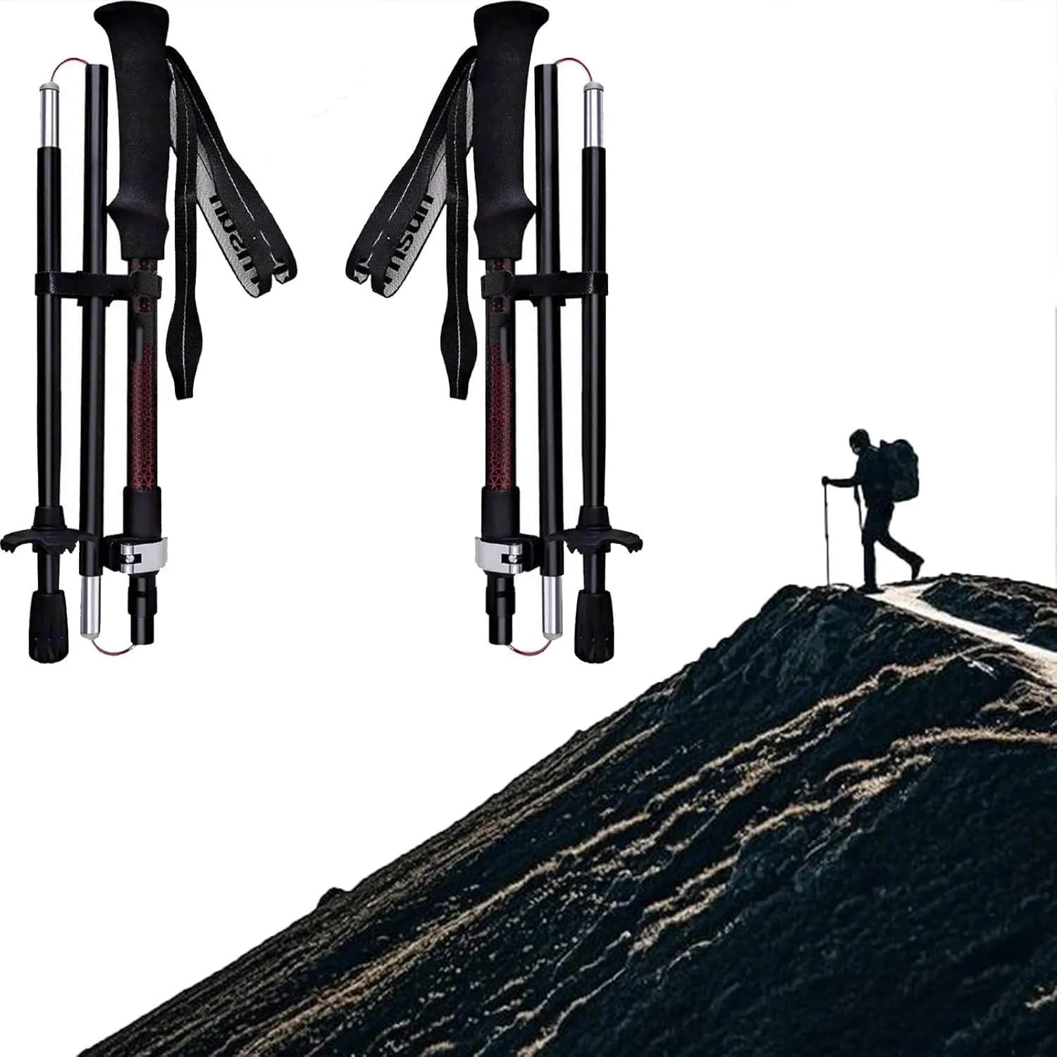 Ultra - Light Telescopic and Foldable Hiking Poles, Carbon Fiber and Aluminum Alloy, Super - Short and Portable, Ideal for Men and Women in Cross - Country Trekking