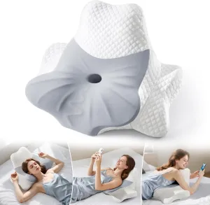 Ultra Pain Relief Memory Foam Pillows, Cervical Pillow for Neck and Shoulder Pain Relief, Adjustable Ergonomic Contour Cooling Bed Pillow, Soft for Side Sleep Stomach Sleeping (Grey)