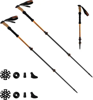 Ultra Strong 7075 Aluminum Trekking Poles for Hiking Lightweight Telescopic Collapsible - Professional Open Terrain (2PC)