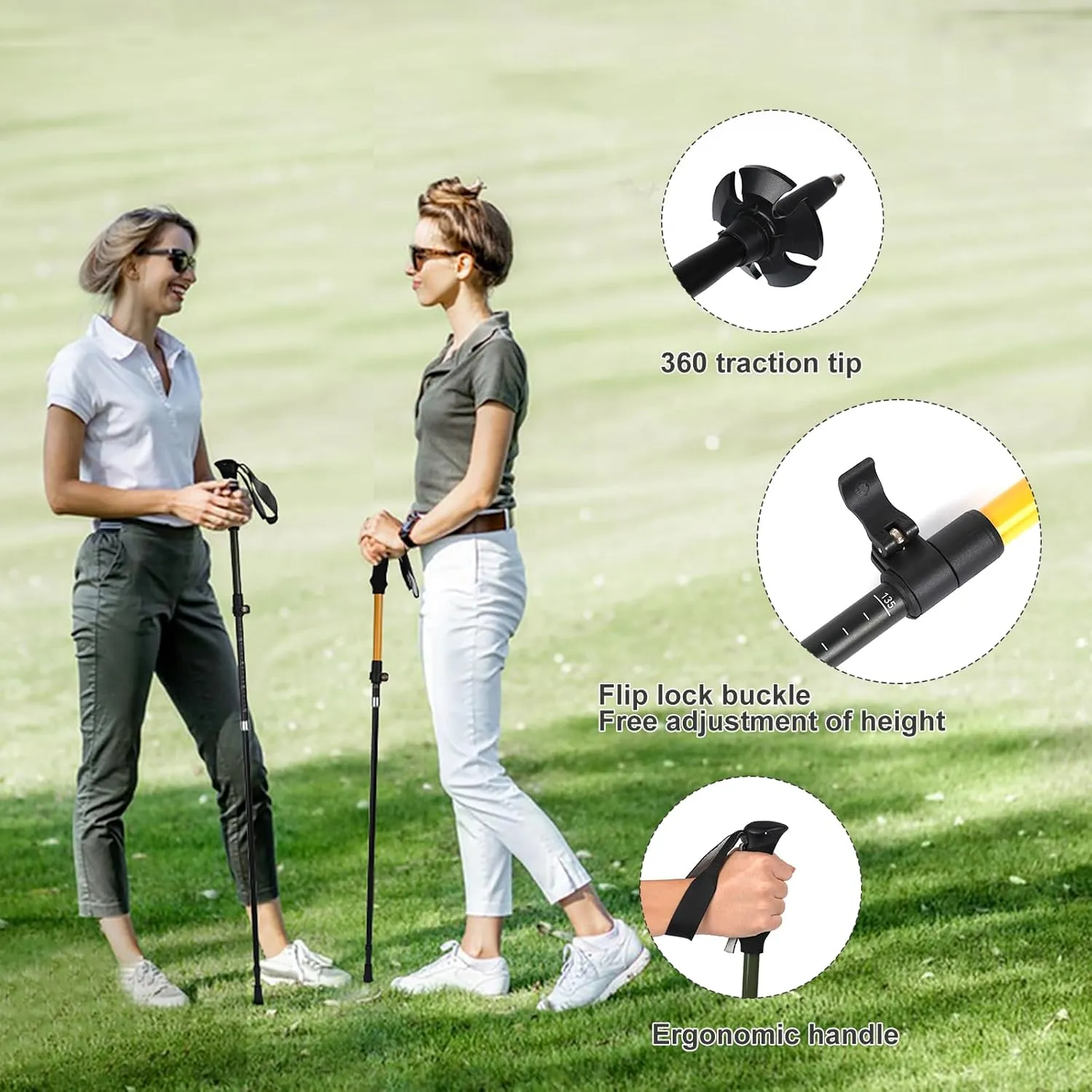 Ultralight Hiking Pole - Portable Collapsible Outdoor Trekking Pole Plain Design with Whistle for Wilderness Travel - Suitable for Men, Women, Comfortable Sweat-Absorbing Grip, One Piece
