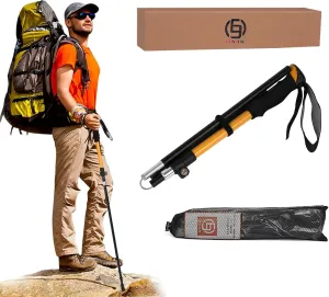 Ultralight Hiking Pole - Portable Collapsible Outdoor Trekking Pole Plain Design with Whistle for Wilderness Travel - Suitable for Men, Women, Comfortable Sweat-Absorbing Grip, One Piece