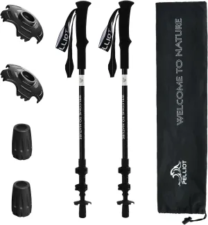 Ultralight Trekking Pole Carbon Fiber & Aluminum Alloy Hiking Pole 3-Section Telescopic Hiking Stick with EVA Foam Grips Adjustable Walking Stick for Hiking