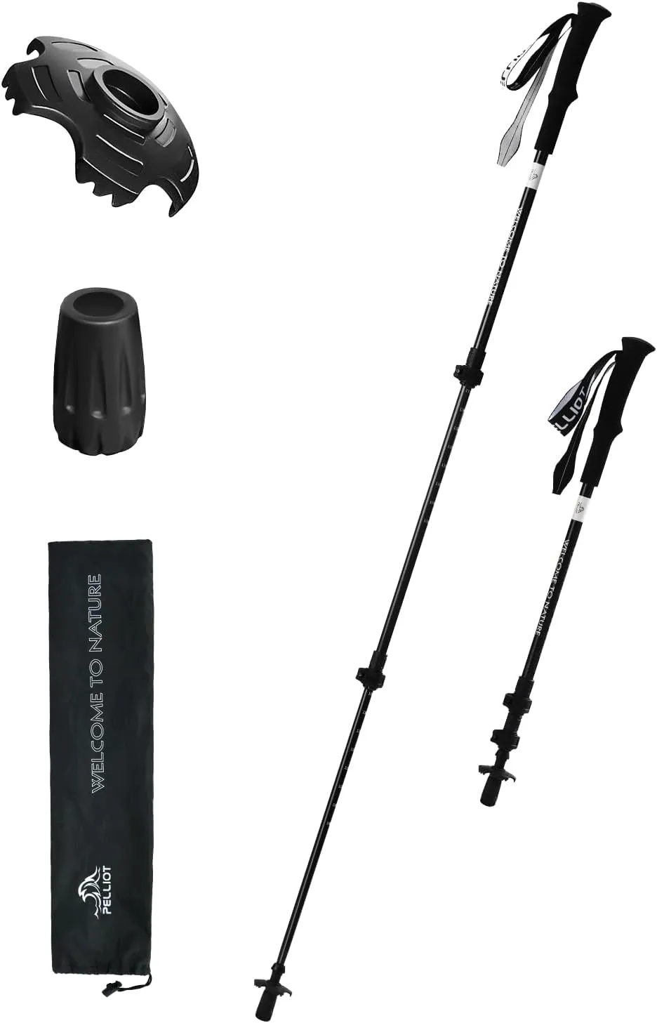 Ultralight Trekking Pole Carbon Fiber & Aluminum Alloy Hiking Pole 3-Section Telescopic Hiking Stick with EVA Foam Grips Adjustable Walking Stick for Hiking