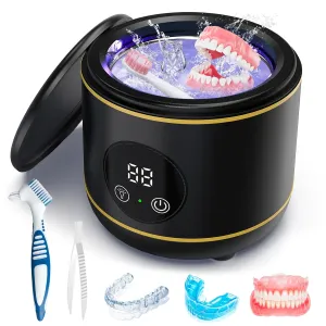 Ultrasonic Retainer Cleaner for Dentures, Mouth Guard, Night Guard, Jewelry, 45kHz Professional Dental Ultrasonic Cleaner, Portable Ultrasonic Retainer Cleaner for Home Travel