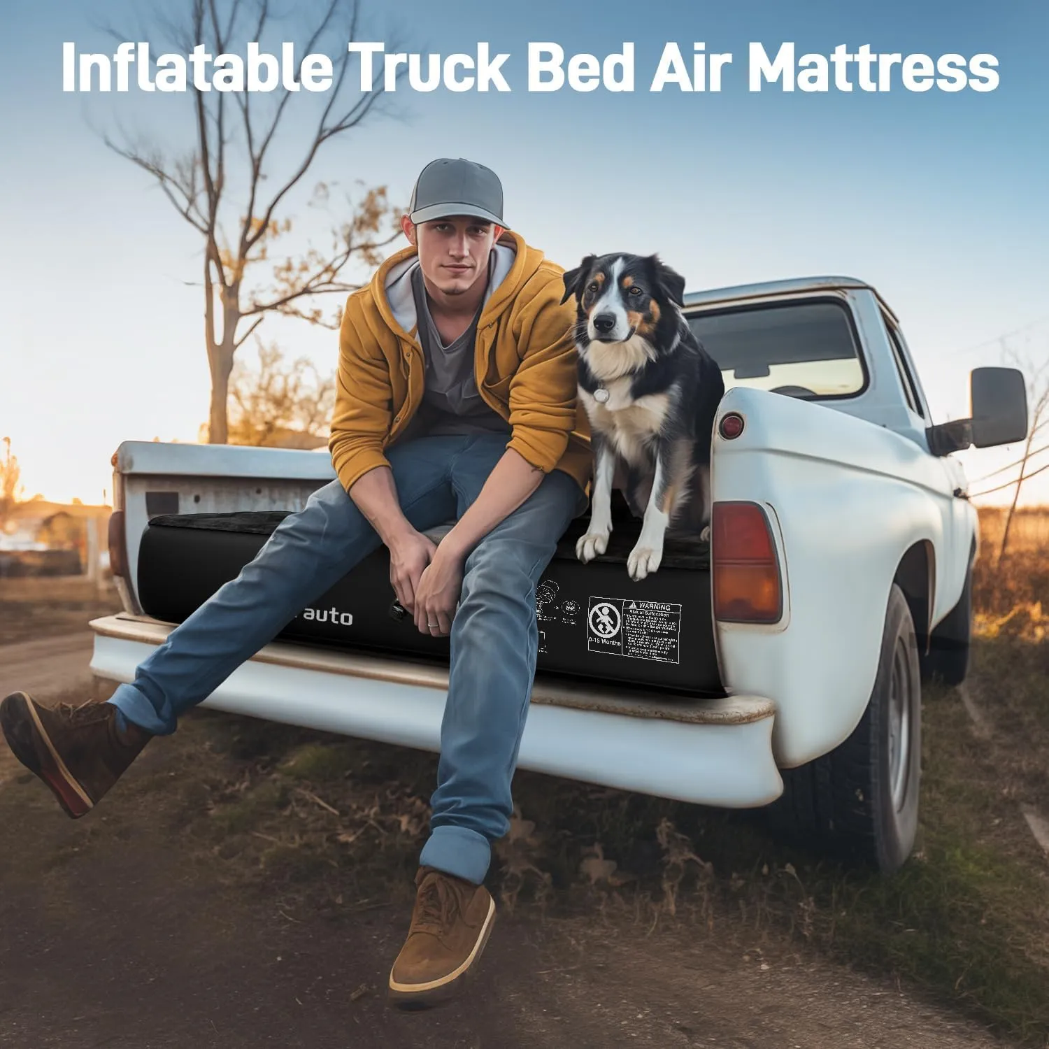 Umbrauto Air Mattress for 6-6.5ft Full Size Truck Bed, Inflatable Pickup Airbed with Pump, Tent Camping Sleeping Pad for Outdoor Travel