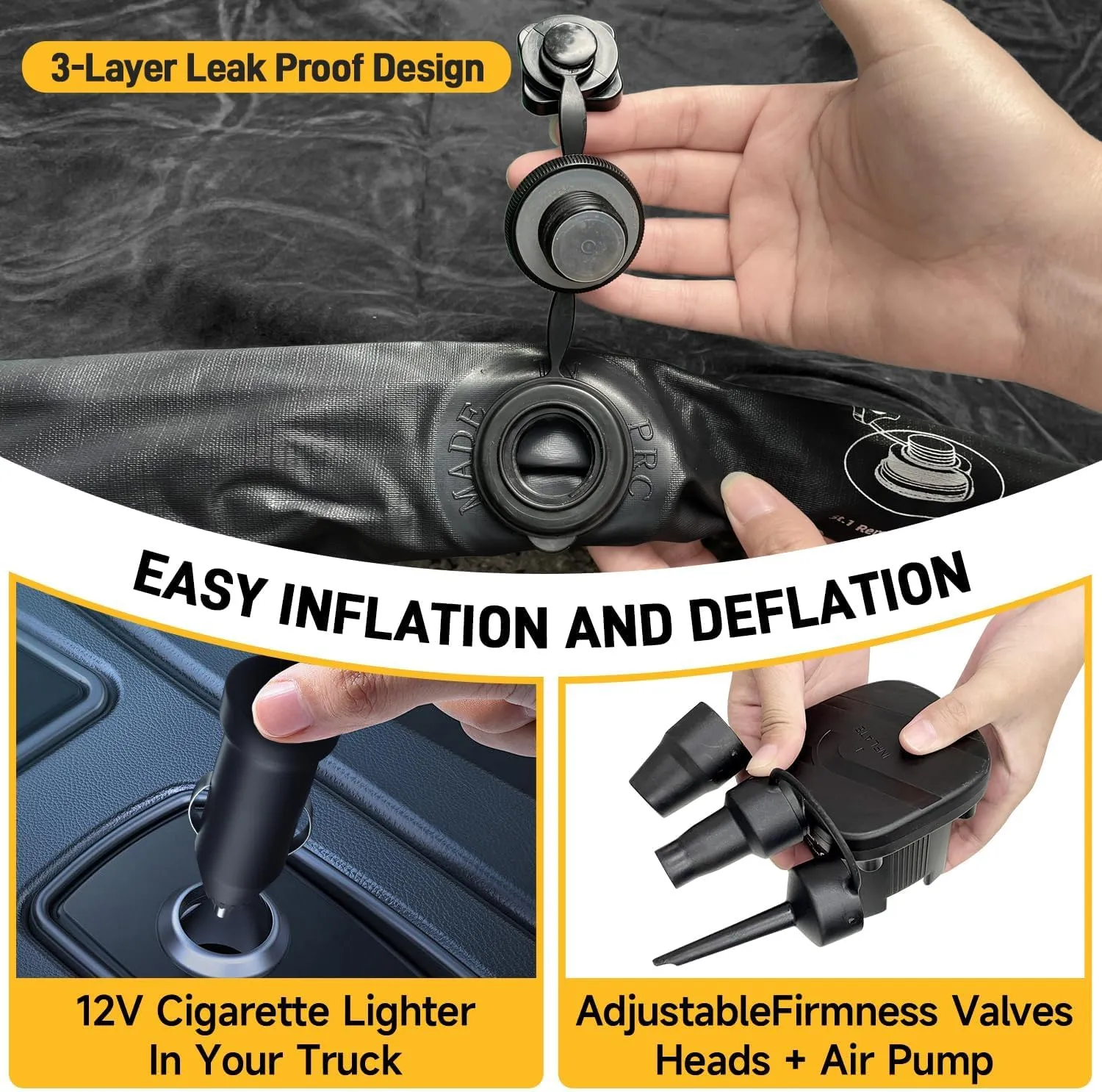 Umbrauto Air Mattress for 6-6.5ft Full Size Truck Bed, Inflatable Pickup Airbed with Pump, Tent Camping Sleeping Pad for Outdoor Travel
