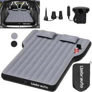 Umbrauto Air Mattress for Tesla Model Y, Custom Inflatable Camping Bed for Back Trunk, Upgraded Sleeping Pad w/Soft Flocking Surface, Durable 210T Fabric Bottom, Portable Pump for SUV Outdoor Travel