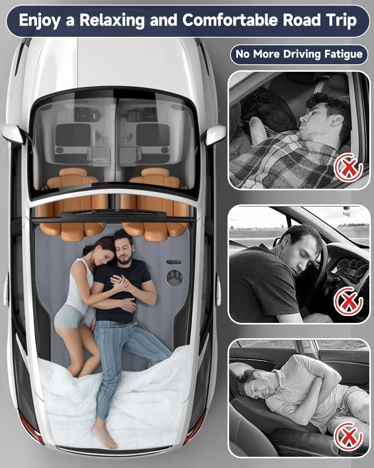 Umbrauto Air Mattress for Tesla Model Y, Custom Inflatable Camping Bed for Back Trunk, Upgraded Sleeping Pad w/Soft Flocking Surface, Durable 210T Fabric Bottom, Portable Pump for SUV Outdoor Travel