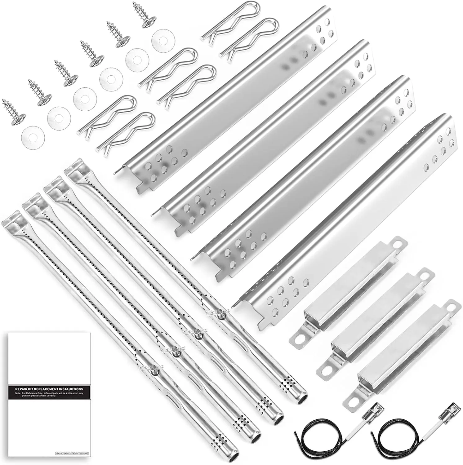 Uniflasy Grill Replacement Parts for Charbroil Advantage 4 Burner 463344015, 463343015, 463432215, 463240015 Gas Grill 3 Burner 463464315 466434315 463436815 Heat Plate, Grill Burner, Carryover Tube