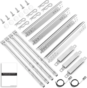 Uniflasy Grill Replacement Parts for Charbroil Advantage 4 Burner 463344015, 463343015, 463432215, 463240015 Gas Grill 3 Burner 463464315 466434315 463436815 Heat Plate, Grill Burner, Carryover Tube