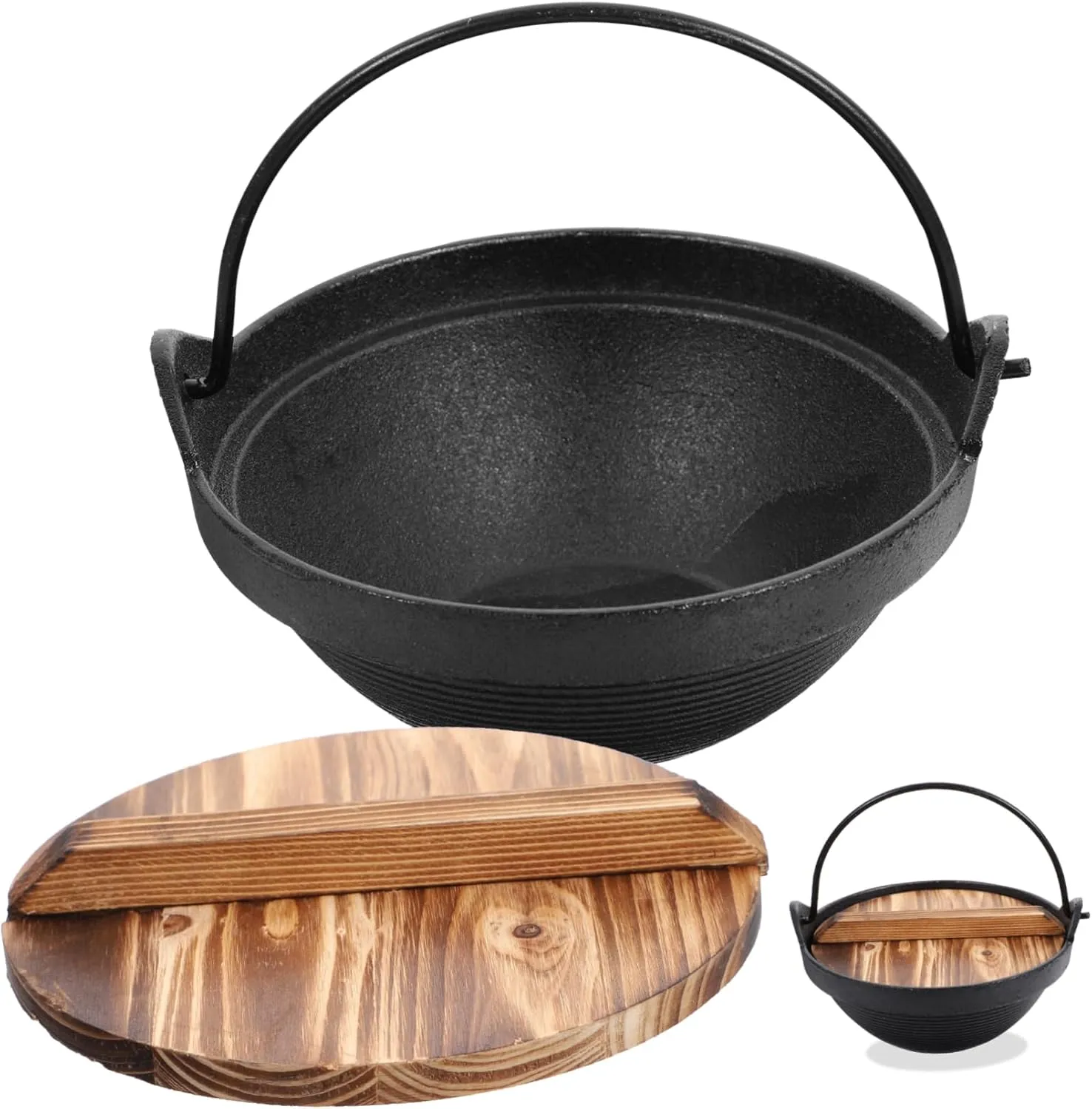 Unomor Household Cooking Pot Cast Iron Sukiyaki Pot Japanese Camping Cookware Lid Nonstick for Stewed Chicken