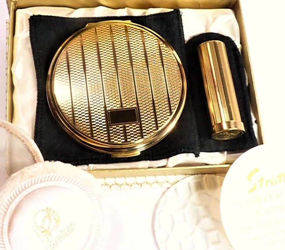 Unused Stratton Vanity Set Compact And Lipstick Holder 1950s