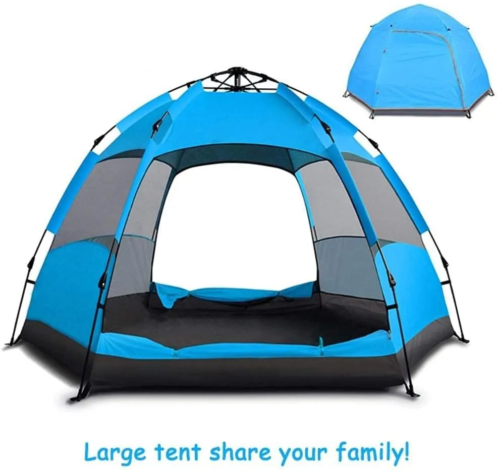 Upgraded 3-5-7 Person Quick Setup Family Tent Double Layer Hexagonal Automatic Camping Tent for Outdoor Hiking