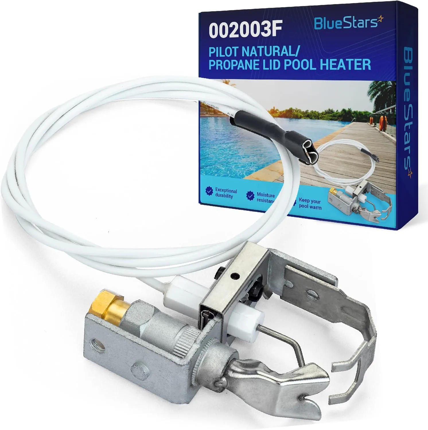 [UPGRADED] BlueStars 002003F Pilot Natural/Propane Lid Pool Heater Parts, Replace Raypak IID - Compatible with Raypak Pilot Pool & Spa Heaters Part 106A 206A 266A 336A 405B 406A R403 RP2100 R156A