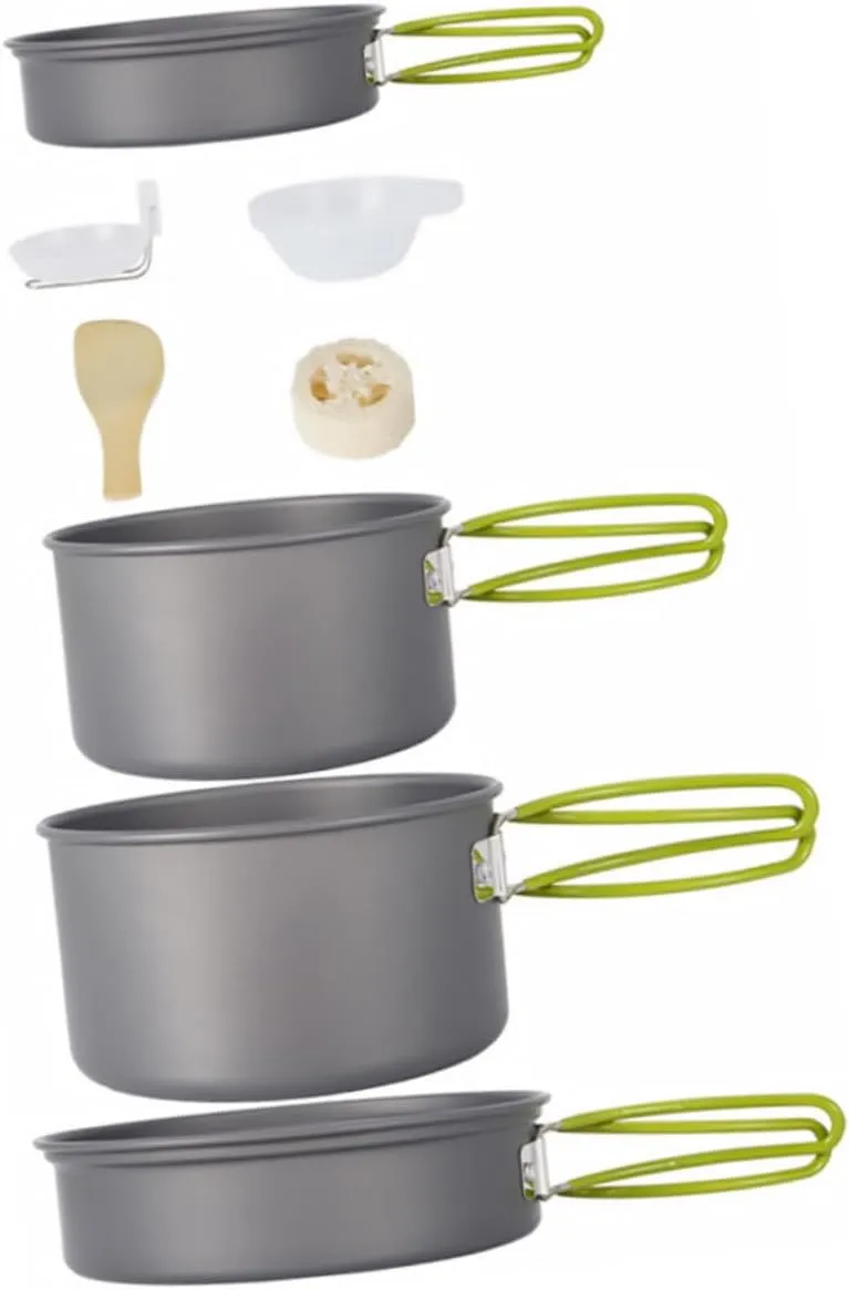 UPKOCH 1 Set Portable Nonstick Camping Cooking for Outdoor Picnics Includes Frying Pans Frying Pan Bowls Soup Spoon Spatula for Hiking Fishing Trips