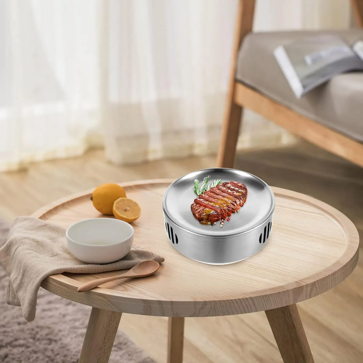 UPKOCH Stainless Steel Pocket Stove Compact Camping Cooking Gear for Outdoor Use Lightweight Portable Heater for Picnics Family Gatherings for Food Heating Warm Keeping
