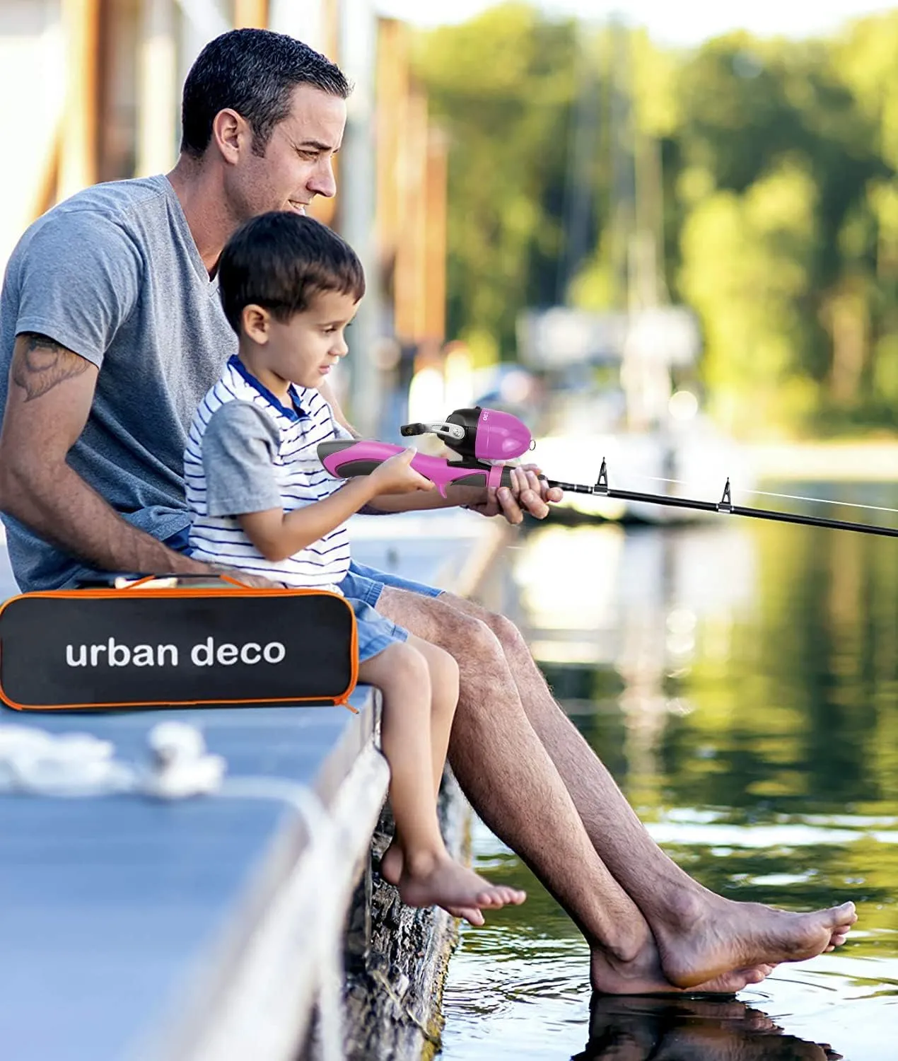 Urban Deco Kids Fishing Pole Set Portable Telescopic Kids Fishing Rod and Reel Combo Kit with Tackle Box for Beginners, Boys,Girls,Youth,Children