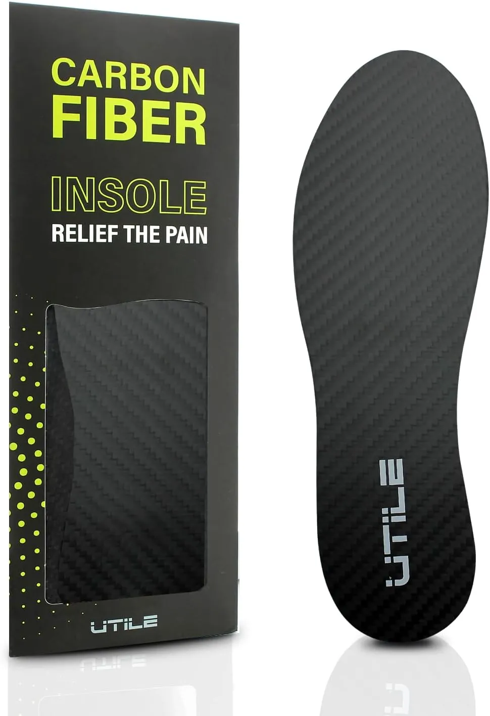 UTILE Carbon Fiber Insole (1 Pair) Rigid Shoe Insert for Turf Toe, Foot Fracture and Arthritis, Mortons Toe, Hallux Rigidus, Limitus - Orthotic Shoe Stiffener Insert Alternative to Post Op Shoe (XL)