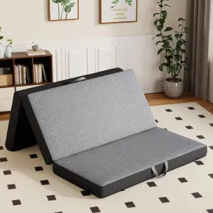 Vamcheer Tri Folding Mattress Twin Size - 4 Inch Foldable Mattress for Travel/RV/Camping/Guest Room/Yoga, 75"x38"x4" Tri-fold Memory Foam Cushion with Washable Cover, Handle & Non-Slip Bottom