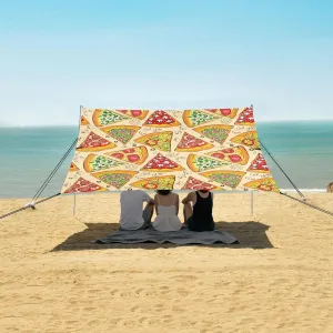 Various Yummy Pizza Beach Camping Tent Sun Shelter for Whole Family, Beach Shade Canopy with UPF50  UV Protection,Easy Set Up and Carry,Outdoor Shade for Trips, Fishing, Backyard Fun Picnics