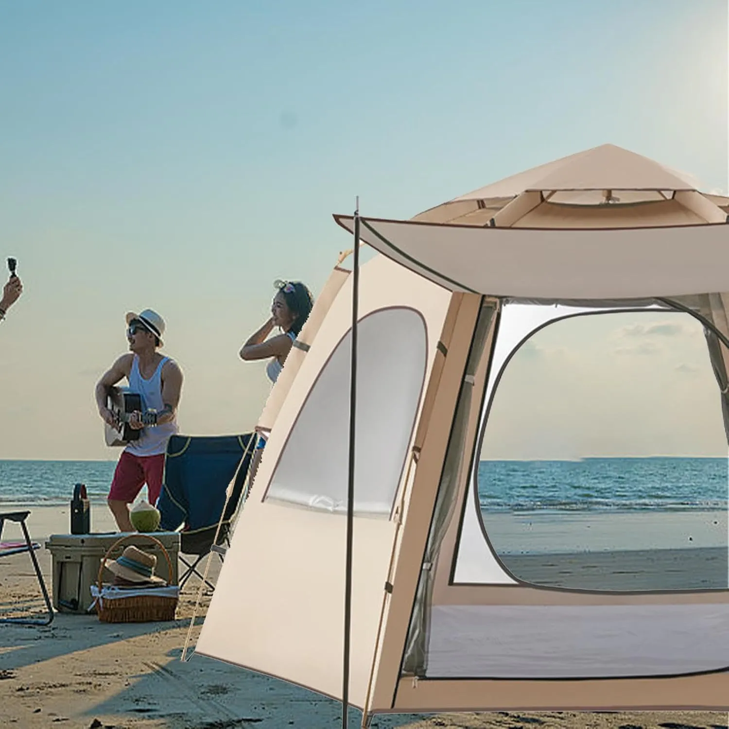 Ventilated Retractable Tent,Outdoor Camping Tent,Spacious Camping Canopy,Waterproof Camping Shelter,Camping Tent with Spacious Interior Design for Outdoor Activities,Accessory