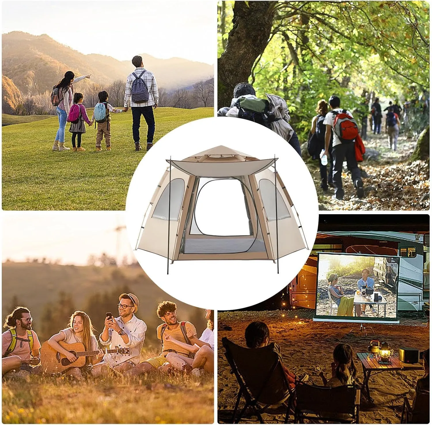 Ventilated Retractable Tent,Outdoor Camping Tent,Spacious Camping Canopy,Waterproof Camping Shelter,Camping Tent with Spacious Interior Design for Outdoor Activities,Accessory