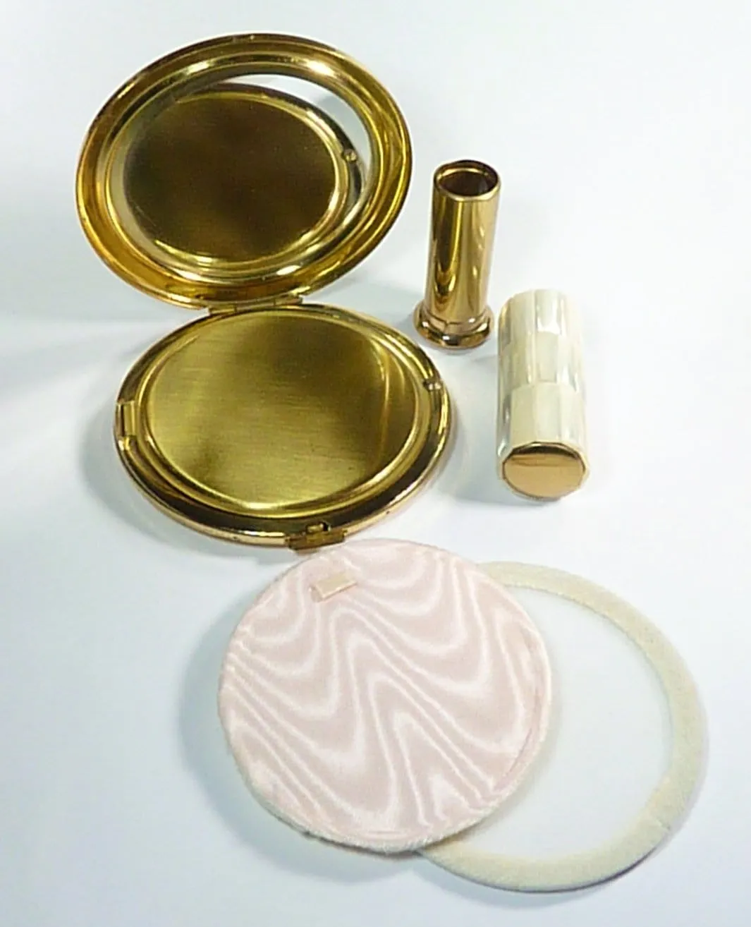Vintage Compact And Lipstick Case Mother Of Pearl 1950s Unused Pearl Wedding Gift Set