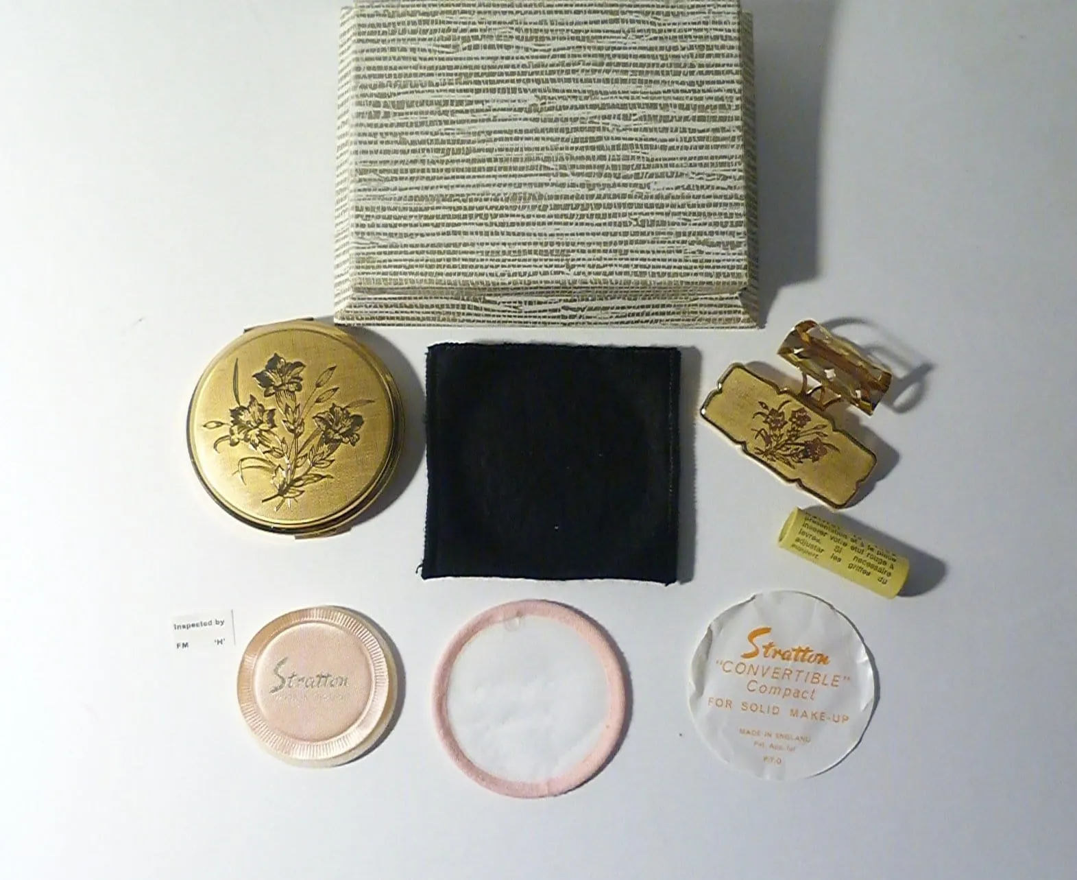 Vintage Compact And Lipstick Case Unused Vintage Stratton Vanity Set