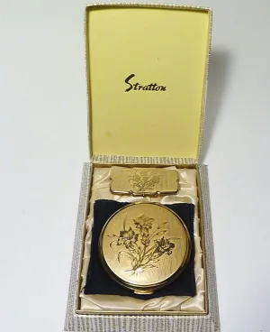 Vintage Compact And Lipstick Case Unused Vintage Stratton Vanity Set