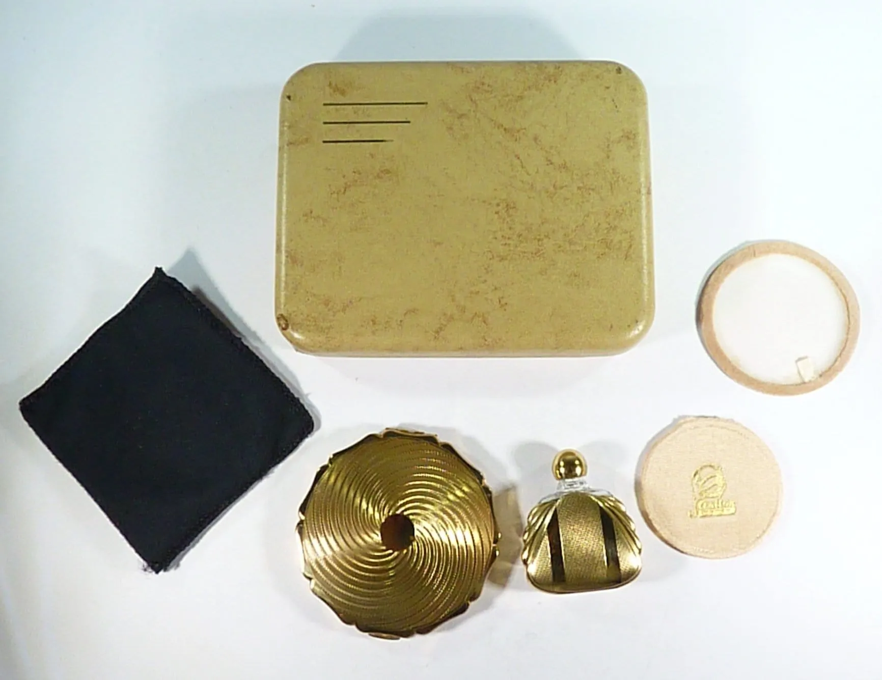 Vintage Stratton Compact Mirror And Perfume Bottle Cased Set