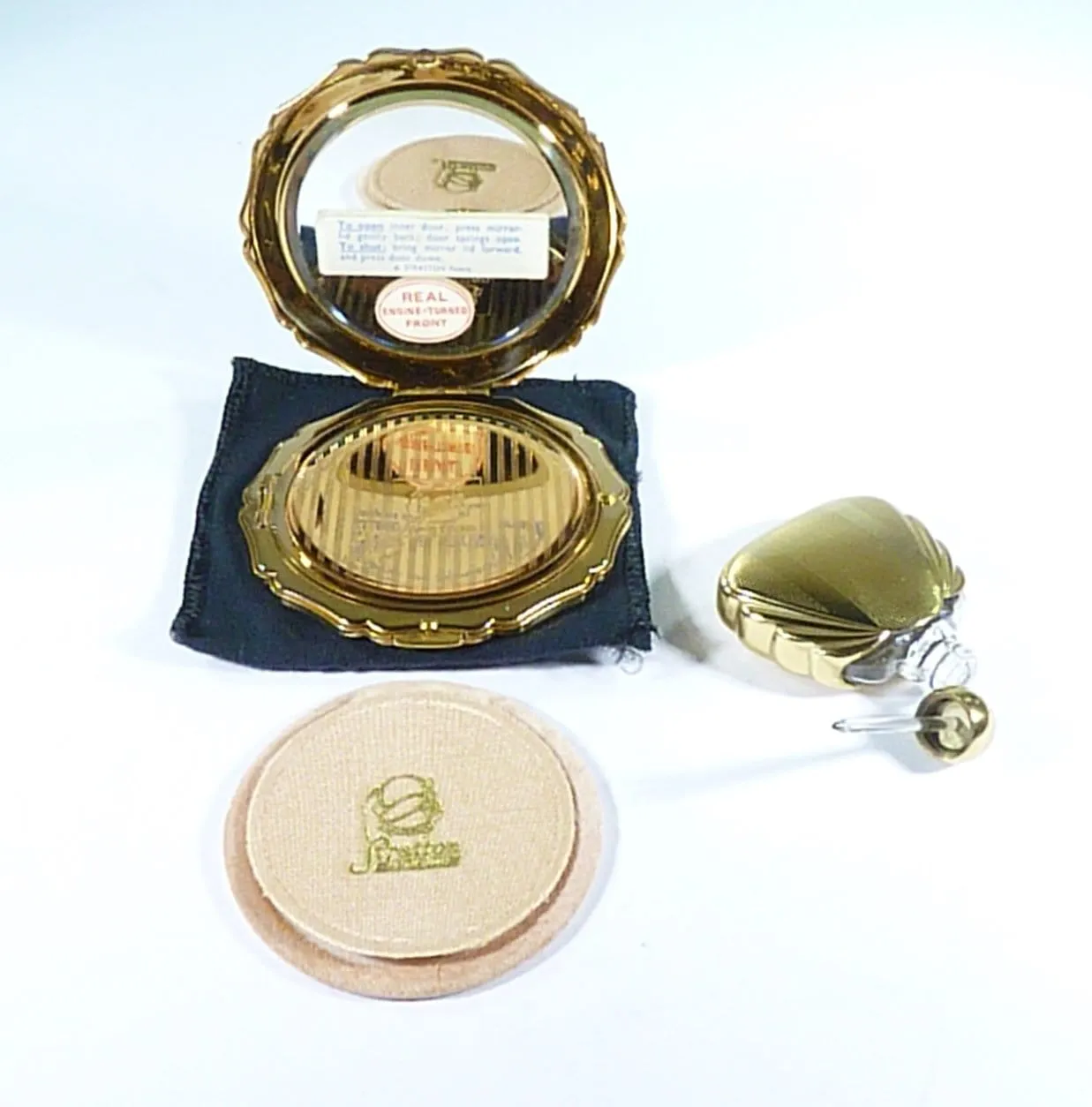 Vintage Stratton Compact Mirror And Perfume Bottle Cased Set