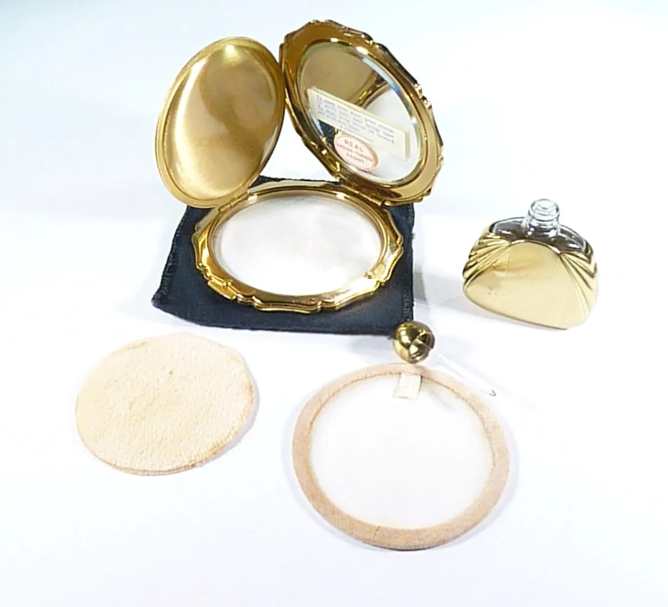 Vintage Stratton Compact Mirror And Perfume Bottle Cased Set