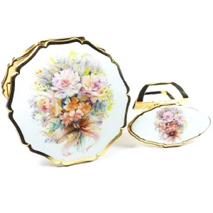 Vintage Stratton Wedding Themed Compact Mirror Set 1990s