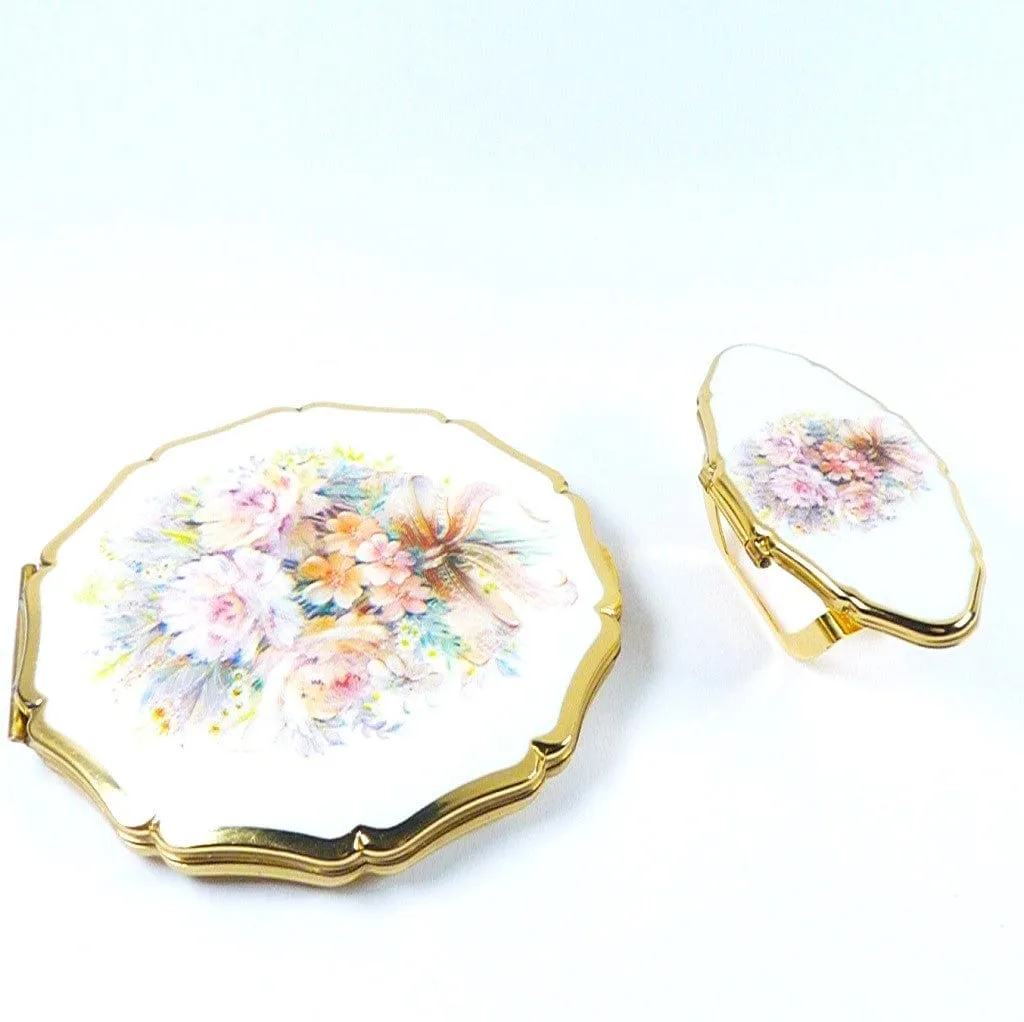 Vintage Stratton Wedding Themed Compact Mirror Set 1990s