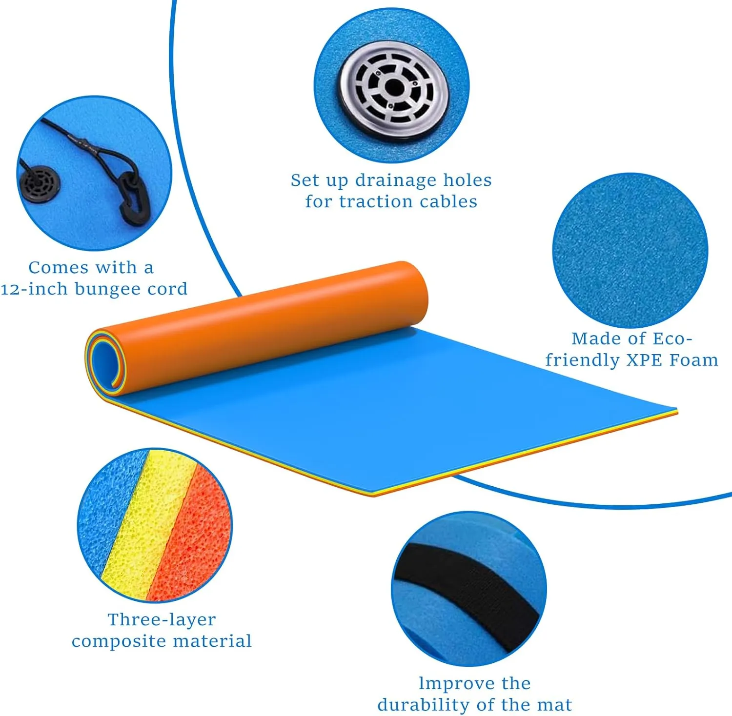 Water Floating Mat 6'/9'/12' FT Foam Lake Floating Foam Pad Lily Pad for Water Recreation and Relaxing Lily Mat for Family Floating Pad for Pets Pool Float for Party