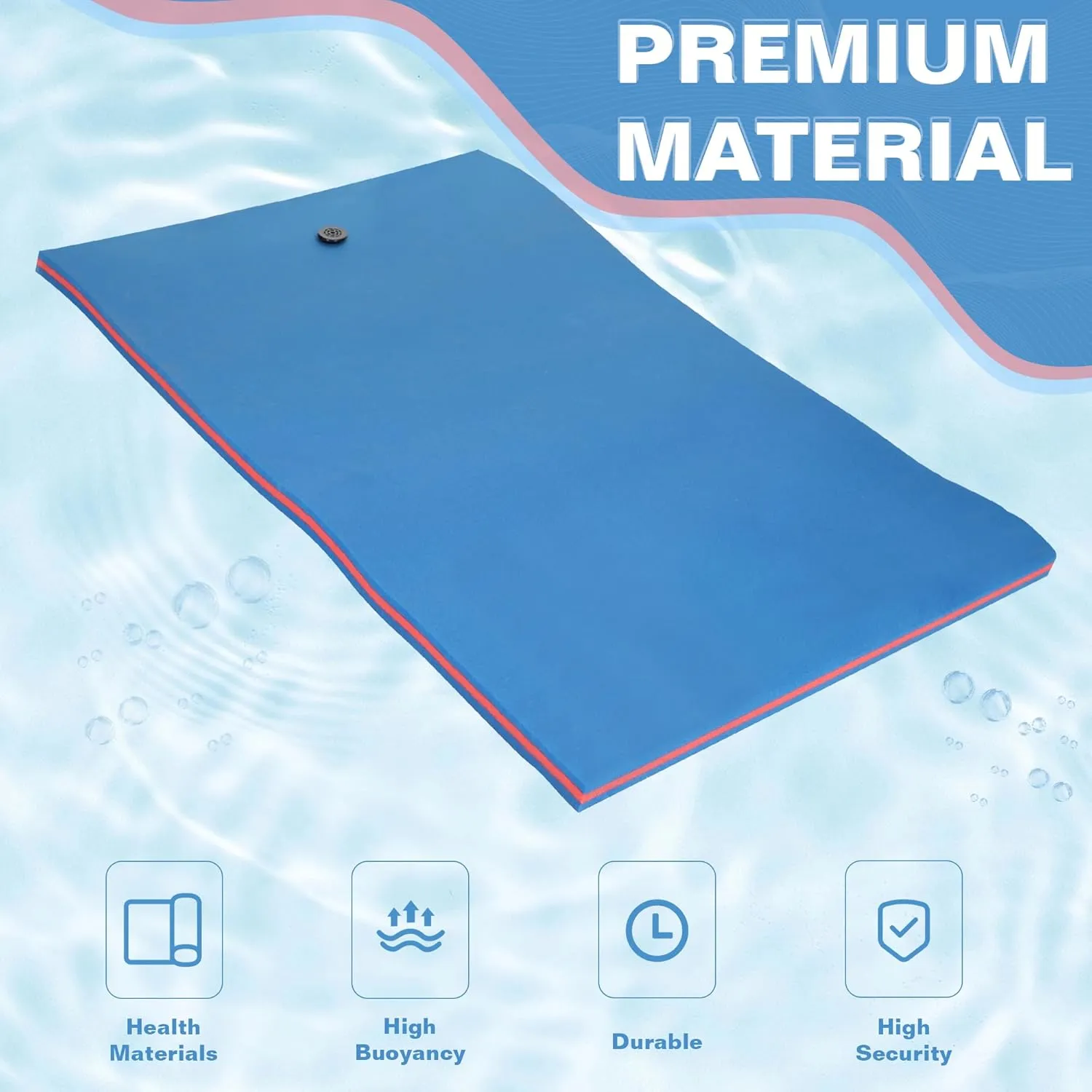 Water Floating Mat 9/12/18 FT Foam Lake Floats Floating Foam Pad Lily Pad for Water Recreation and Relaxing Lily Mat for Family Floating Pad for Pets Pool Float for Party (Blue/Yellow)