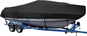 Waterproof Heavy Duty Boat Cover, 210D Marine Grade Oxford Cloth All-Weather Mooring and Trailering Boat Cover Fits V-Hull, Tri-Hull, Runabout Boat, Bass Boat